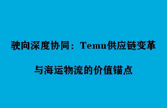 驶向深度协同：Temu供应链变革与海运物流的价值锚点