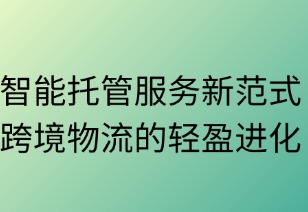 智能托管服务新范式：跨境物流的轻盈进化